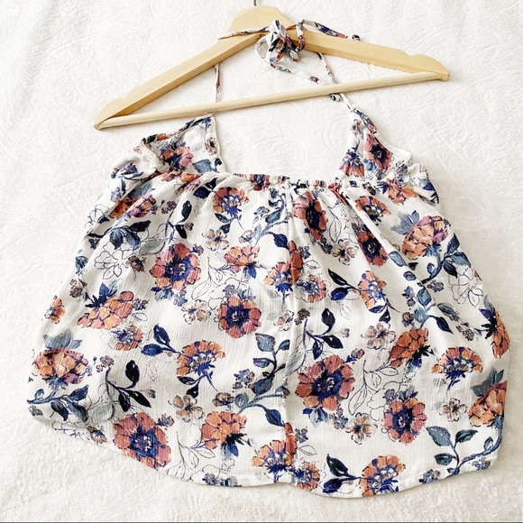 A&F Floral Print Surplice Halter Tank Top - Picture 8 of 12